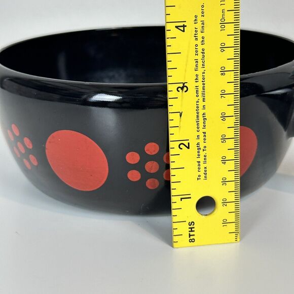 Vintage MCM Black Enamel Sauce Pan Red Dots Mid-Century 60s - Picture 9 of 9